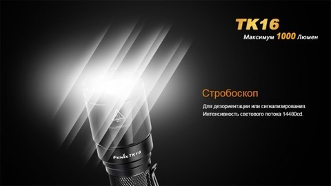 Фонарь светодиодный тактический Fenix TK16 Cree XM-L2 U2, 1000 лм, аккумулятор