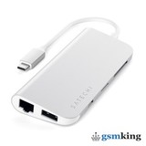 Satechi Aluminum Type-C Multimedia Adapter (Type-C to 3 x USB 3.0 ports + HDMI + Mini-DisplayPort 4K + Gigabit Ethernet + Micro SD card) Silver ST-TCMM8PAS