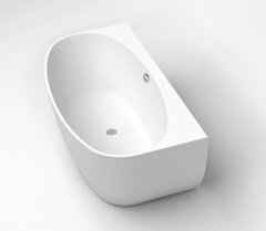 BelBagno BB83-1700-W0 Пристенная, овальная акриловая ванна в комплекте со сливом (донным клапаном) цвета хром, без перелива 1700x800x580 фото