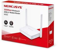 Mercusys MW300D Роутер ADSL2+, 2.4 ГГц, N300, входной интерфейс: 10/100BASE-TX/ADSL, 3 порта 10/100Base-TX, 2 внешние an