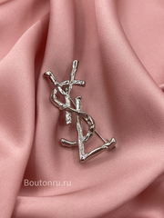 Брошь СЛ. серебристая 5 см