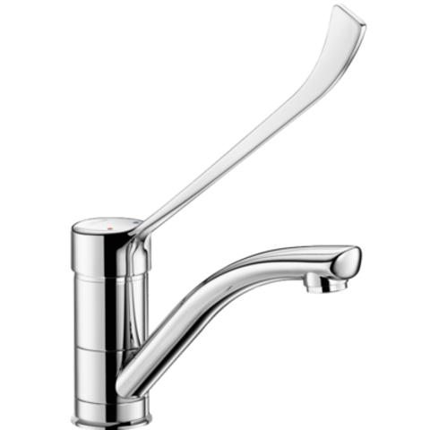 Delabie 2522L Механический смеситель для раковины, поворотный излив, В.95, гигиенич рычаг