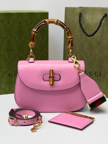 Маленькая сумка Gucci Bamboo 1947 с ручкой сверху розовый