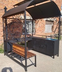 Мангал Беседка ковка (мангал + скамейка + столик )