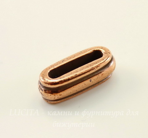 Бусина для шнура 12х2 мм TierraCast "Deco slide" 17х7х6 мм (цвет-античная медь)