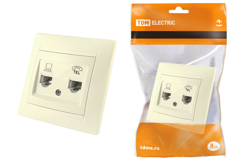 Розетка телефонная RJ11 + компьютерная RJ45 сл. кость 