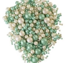 Шарики кранч изумруд,серебро микс 100 гр.