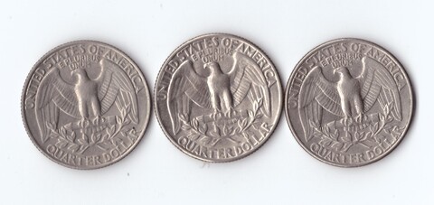 1/4 доллара США 1967,87,91 гг. 3 шт. Разные VF