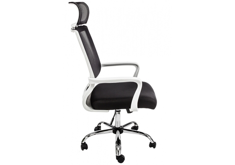 Офисное кресло для персонала и руководителя Компьютерное Lion черно-белое 65*65*121 Хромированный металл /Черный / белый
