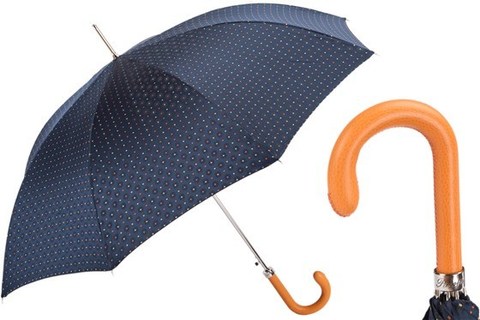 Зонт-трость Pasotti Tie Print Umbrella with Orange Leather Handle, Италия