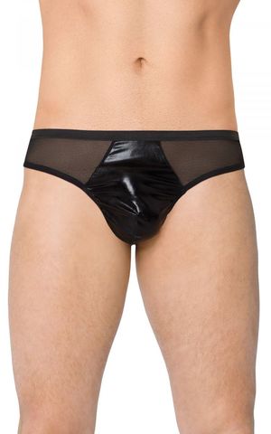 Мужские трусы-стринги из сетки и материала wet-look - SoftLine Men s collection 4517