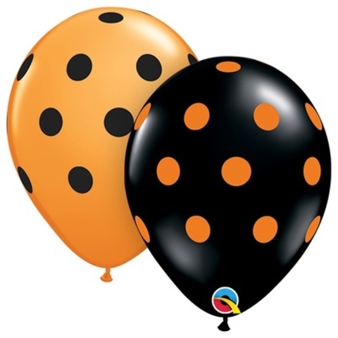 Воздушные шары Горошек оранжево-черный