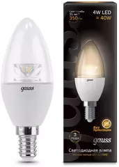 Лампа Gauss LED Candle Cristal Clear 4W E14 27 103201104
