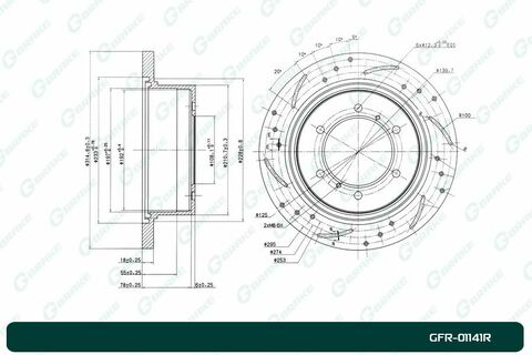 Диск тормозной перфорированный G-brake GFR-01141R правый