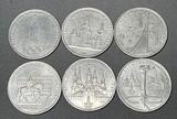 K15928 1977-1980 СССР 1 рубль 6 монет Олимпиада 80 Эмблема Факел Космос МГУ Кремль Долгорукий