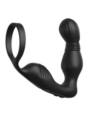 Черный вибростимулятор простаты с эрекционным кольцом Ass-Gasm Pro P-Spot Milker - 