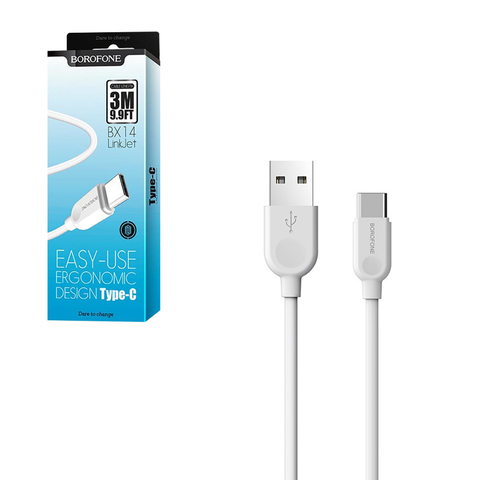 Кабель USB Type-C Borofone, 3м, белый