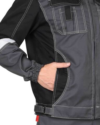Костюм мужской летний  куртка и полукомбинезон, серый с черным, СОП