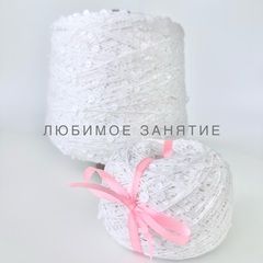 Пайетки на хлопке 3+6 мм. цвет 015 белая нить, глянцевые белые пайетки в цвет