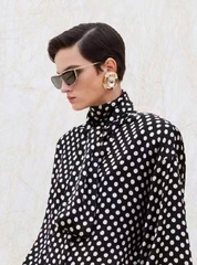 27062- КРУПНЫЕ СЕРЬГИ клипсы овальные из латуни YSL
