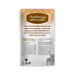 Деревенские лакомства консервы для кошек «Суп из курицы с уткой и тыквой», пауч 35г*4шт