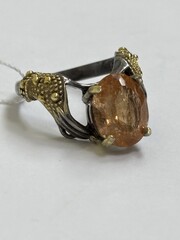 Ивелин-топаз (серебряное кольцо с позолотой)