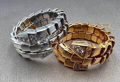 Кольцо ЗМЕЯ-SERPENTI двойное lux качество VGOLD цвет белое золото