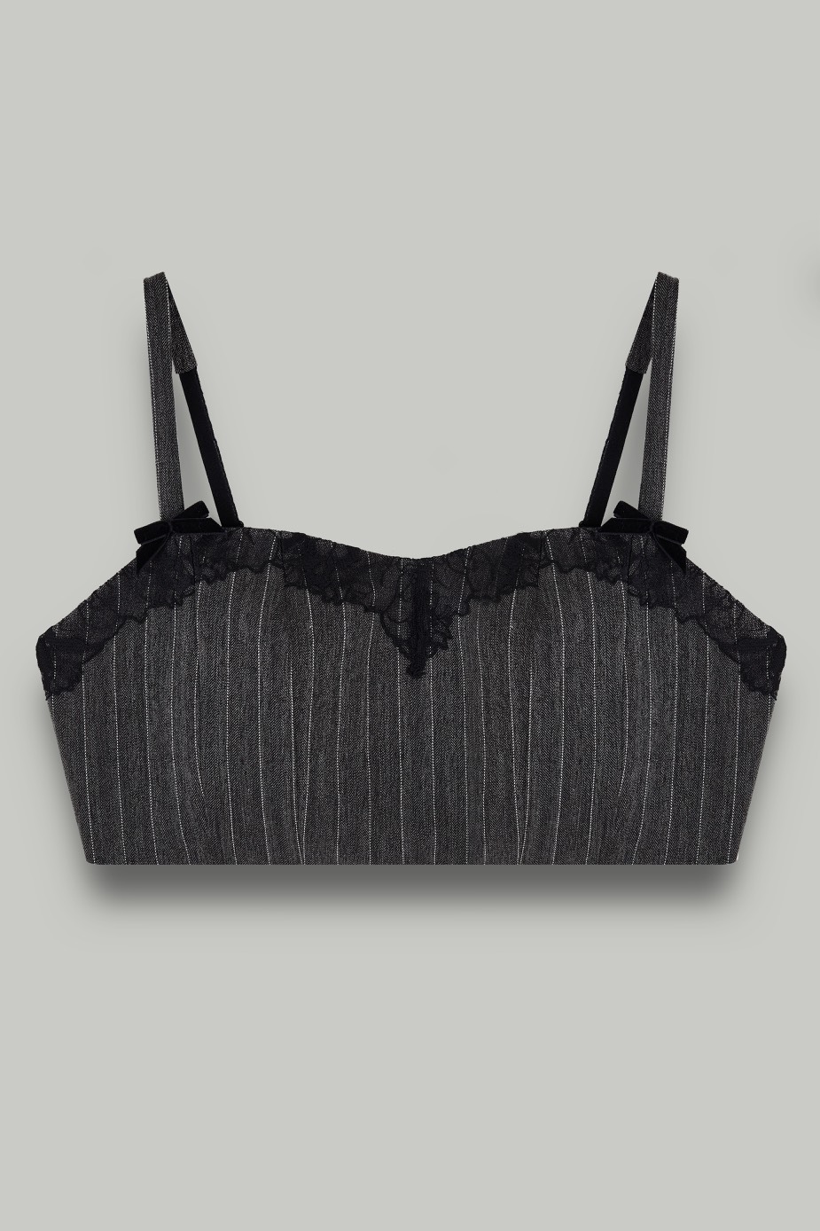 Топ с отделкой из кружева, серый