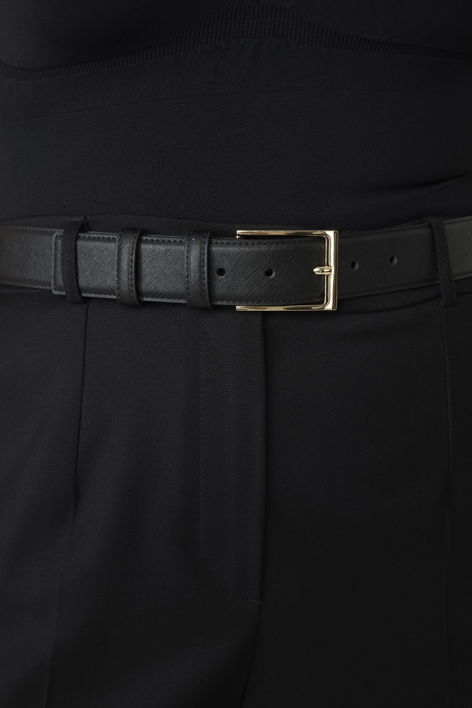 Классический ремень из кожи saffiano, 35 мм; черный