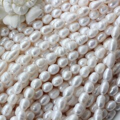 Жемчуг натуральный речной, рис, 8,1-16,6 мм, 1 нить, Ж030