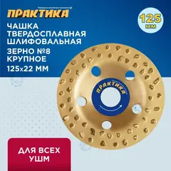 Чашка твёрдосплавная ПРАКТИКА 125 х 22 мм плоская, зерно # 8 крупное (795-354)