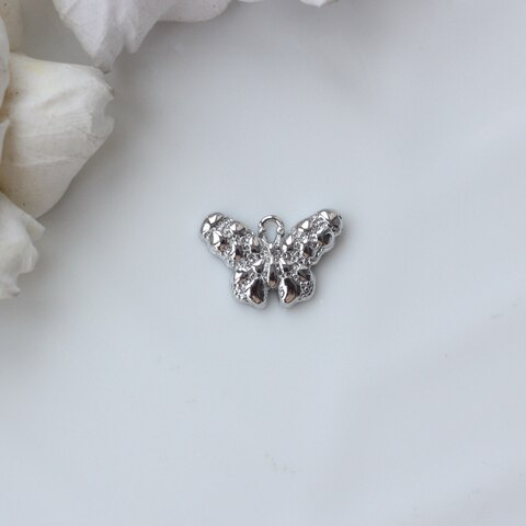 Подвеска Бабочка фактурная, 18*12 мм, родий П826