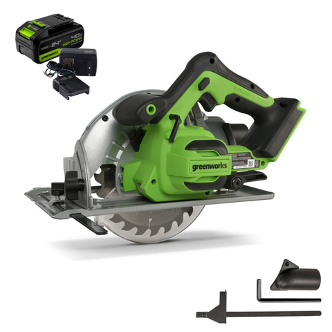 Циркулярная пила Greenworks GD24CSK4 24V аккумуляторная, с АКБ 4 А/ч и ЗУ