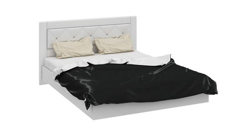 Кровать «Амели» с мягким изголовьем (Белый глянец, Белая со стразами)