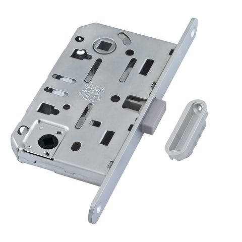 Защелка врезная магнитная сантехническая AGB (АГБ) WC (матовый хром) MEDIANA POLARIS с отв. Планкой