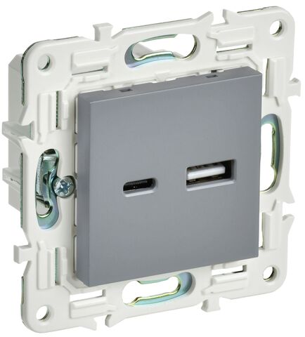 SKANDY Роз. USB A+C 3,1А SK-R14Gr сер. IEK