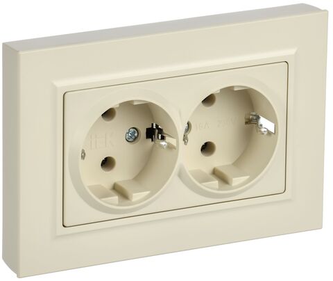 BRITE Роз 2-я с з/к без з/ш пл 16А сб РСПл12-3-БрКр беж IEK