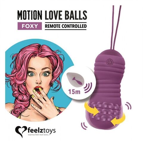 Фиолетовые вагинальные шарики с вращением бусин Remote Controlled Motion Love Balls Foxy - FeelzToys FeelzToys FLZ-E28193