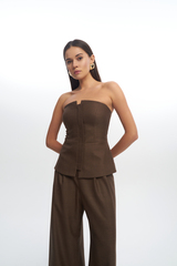 Топ-корсет MONRO из итальянской шерсти цвета какао