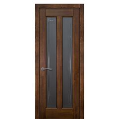 Купить Межкомнатная дверь массив ольхи Сорренто античный орех остеклённая