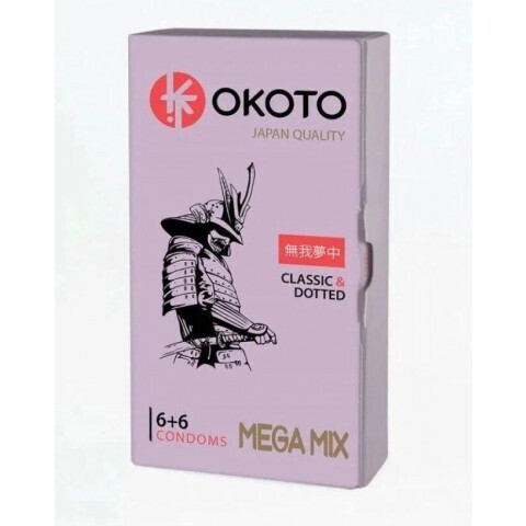 Презервативы OKOTO MEGA MIX (6 с гладкой поверхностью и 6 с текстурированной поверхностью)