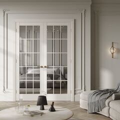 Двустворчатая распашная дверь эмаль Profil Doors 3.1.2 (р.15) PD перламутр белый глухая