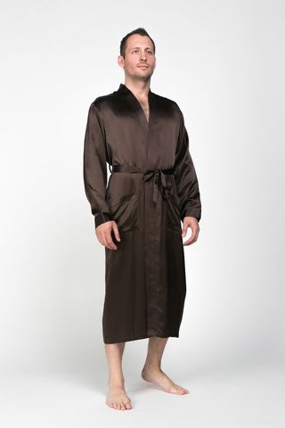 Халат шелковый мужской Luxe Dream шоколад
