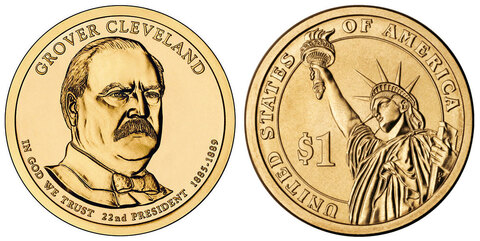 1 доллар 22-й президент США Гровер Кливленд 2012 год