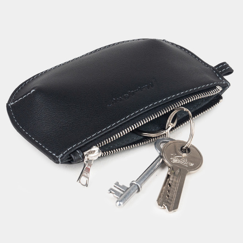 Ключница-кошелек Chatelain из кожи теленка, черного цвета