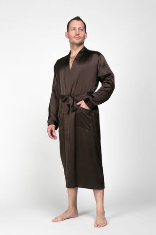 Халат шелковый мужской Luxe Dream шоколад