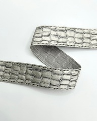 Тесьма с фактурой «кожа крокодила», цвет: серебро, 30мм