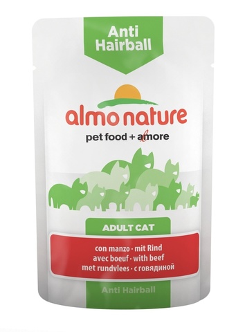 Паучи Almo Nature Functional - Anti-Hairball with Beef