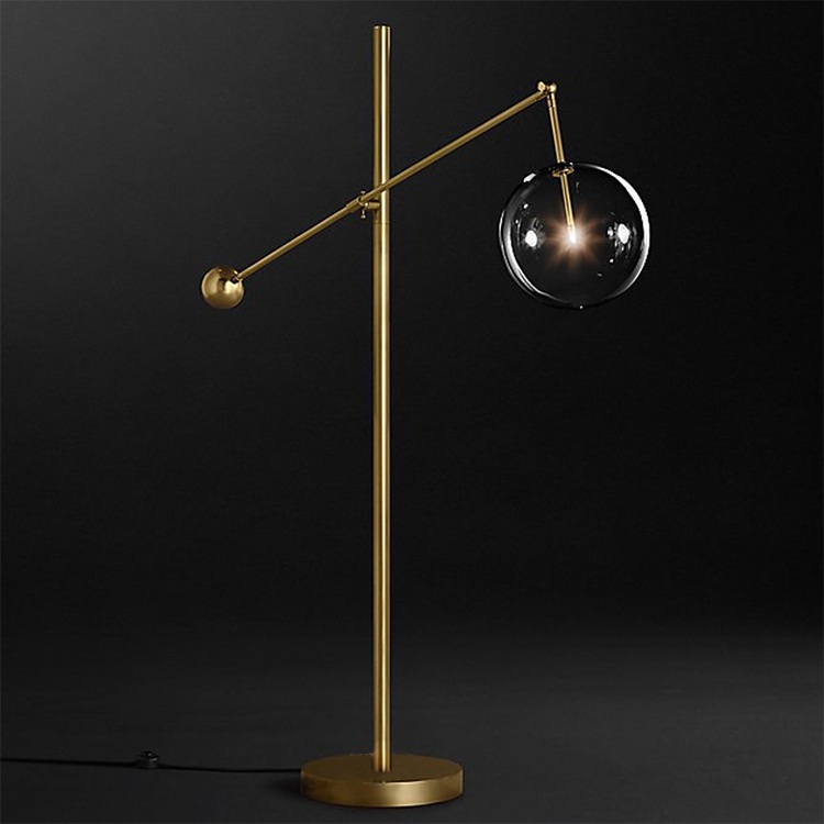 Торшер Glass Globe Mobile Lever Floor Lamp
