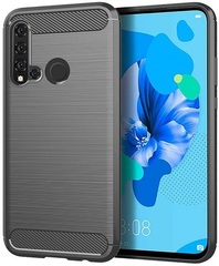 Чехол для Huawei P20 Lite 2019 (Nova 5i) цвет Gray (серый), серия Carbon от Caseport